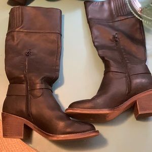 Faux black leather boots size 10 XOXO brand